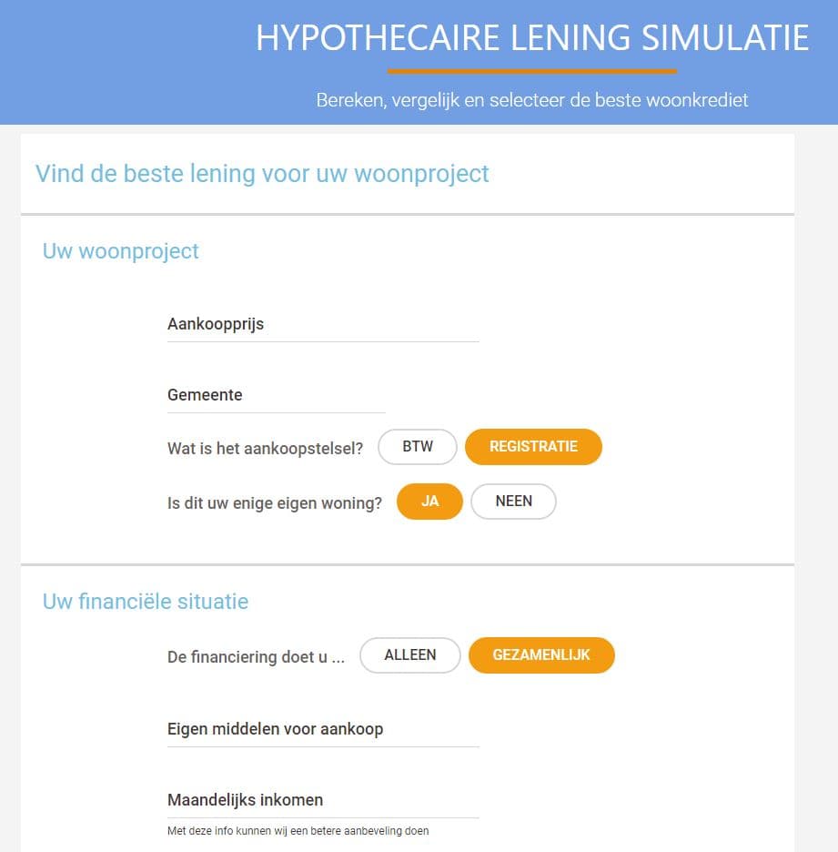 hypothecaire lening berekenen met notariskosten